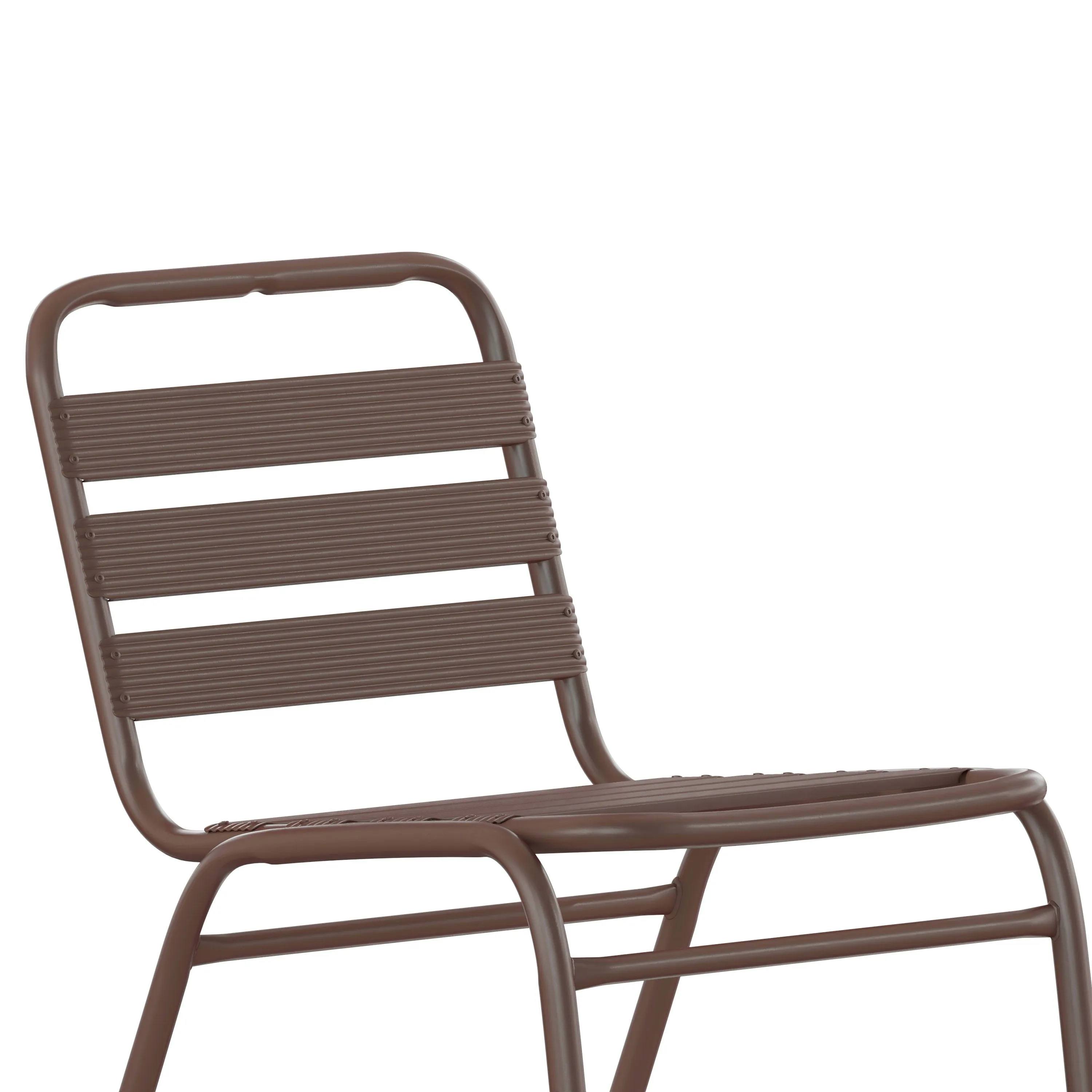 Lila Aluminum Commercial Indoor-Outdoor Armless Restaurant Stack Chair with Triple Slat Back