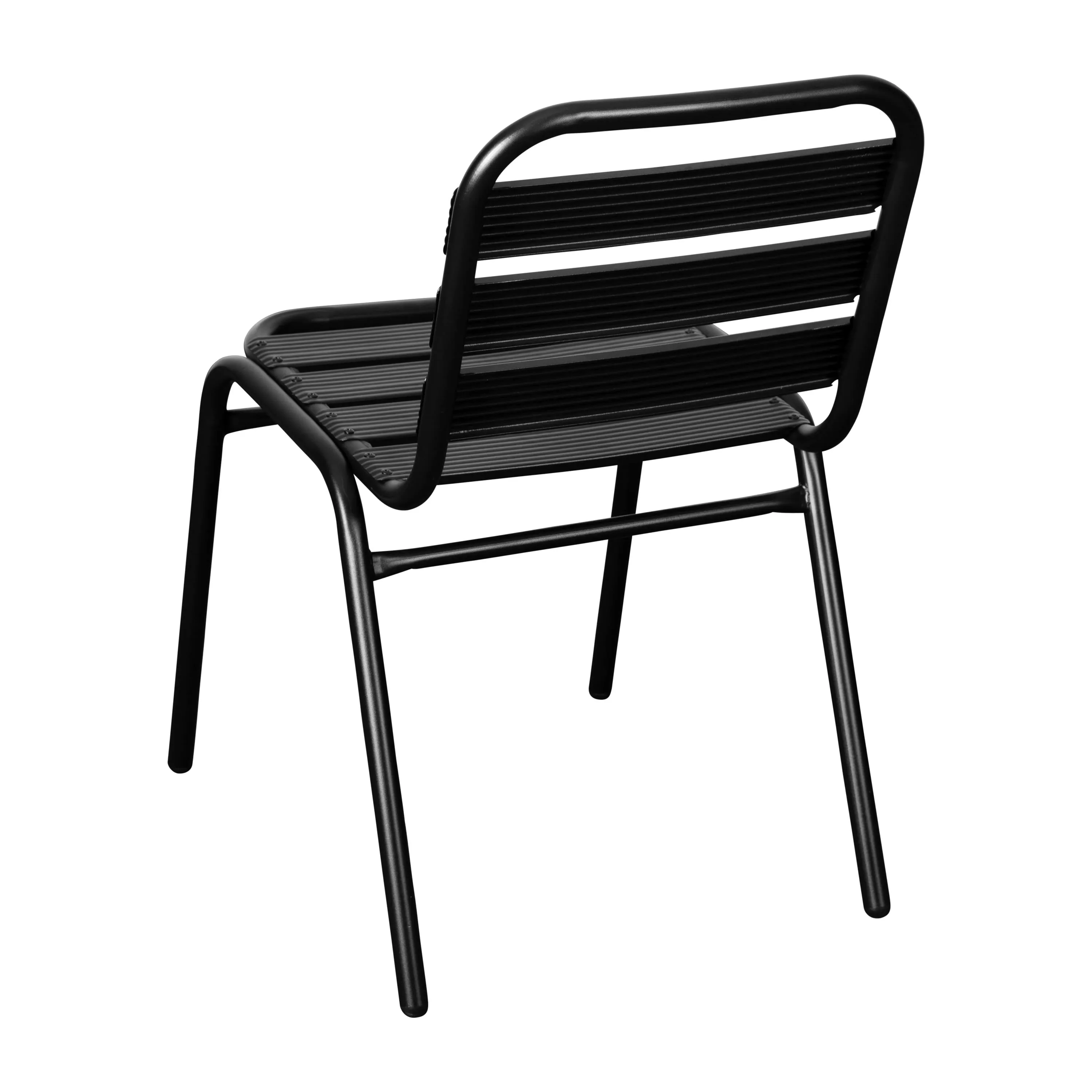 Lila Aluminum Commercial Indoor-Outdoor Armless Restaurant Stack Chair with Triple Slat Back