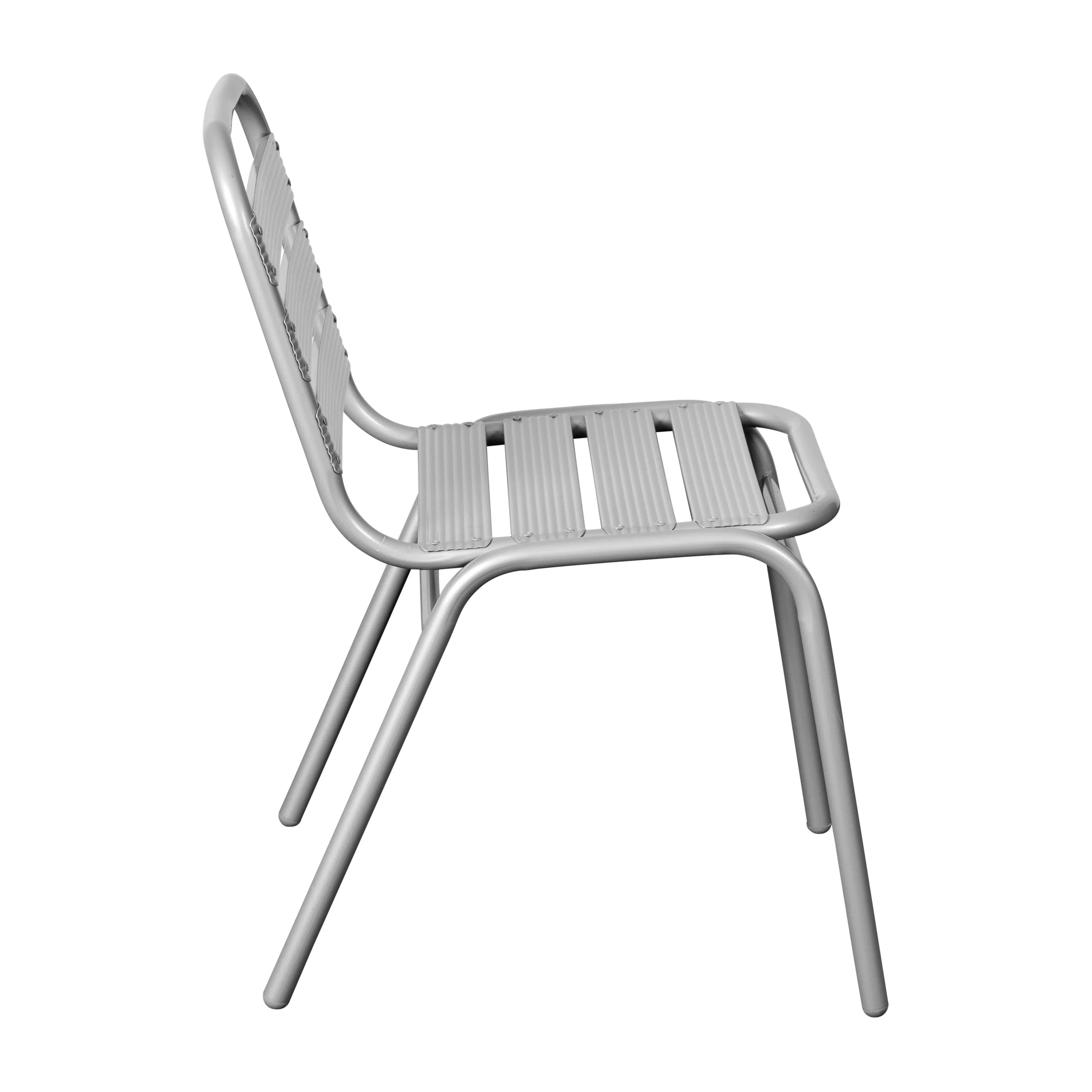 Lila Aluminum Commercial Indoor-Outdoor Armless Restaurant Stack Chair with Triple Slat Back