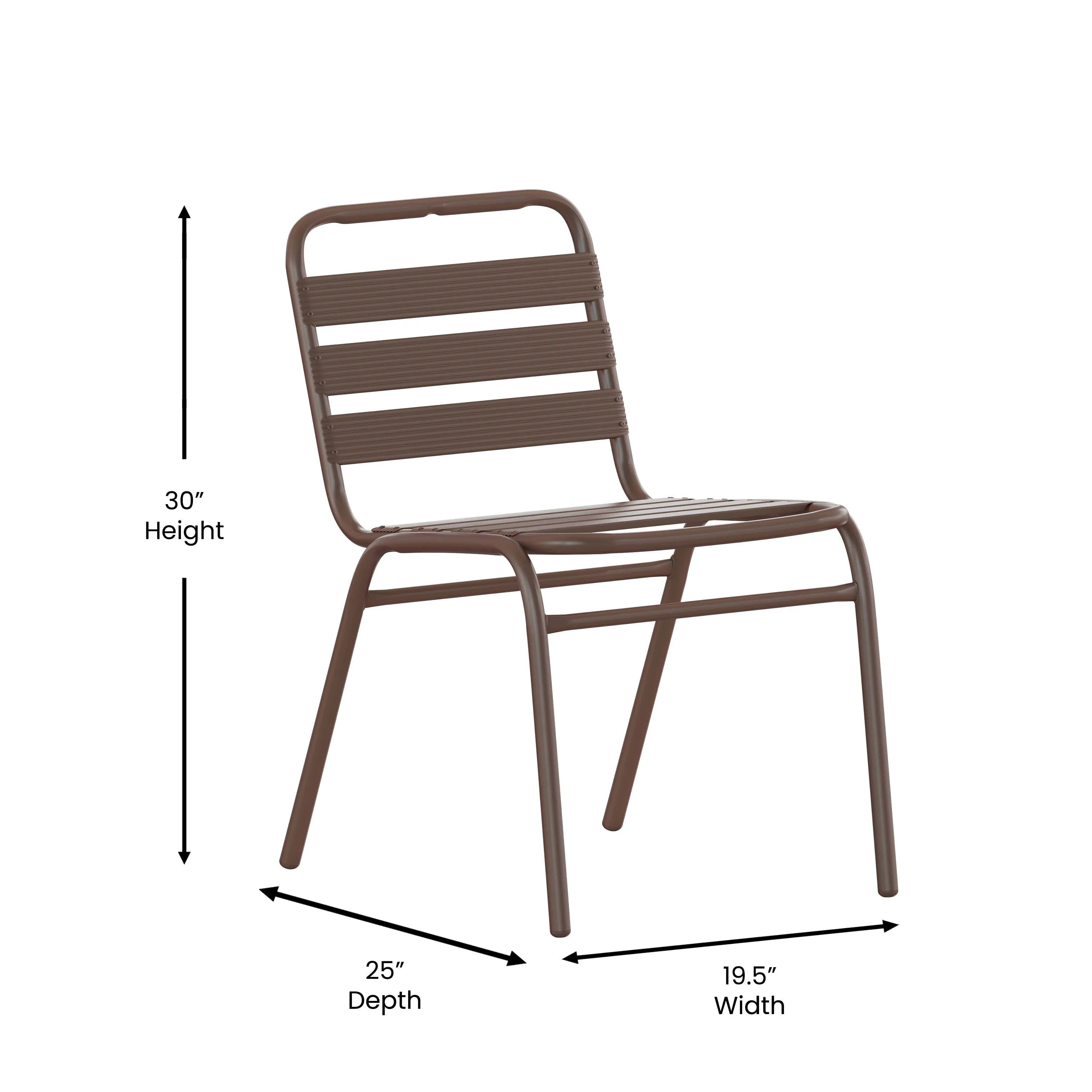 Lila Aluminum Commercial Indoor-Outdoor Armless Restaurant Stack Chair with Triple Slat Back