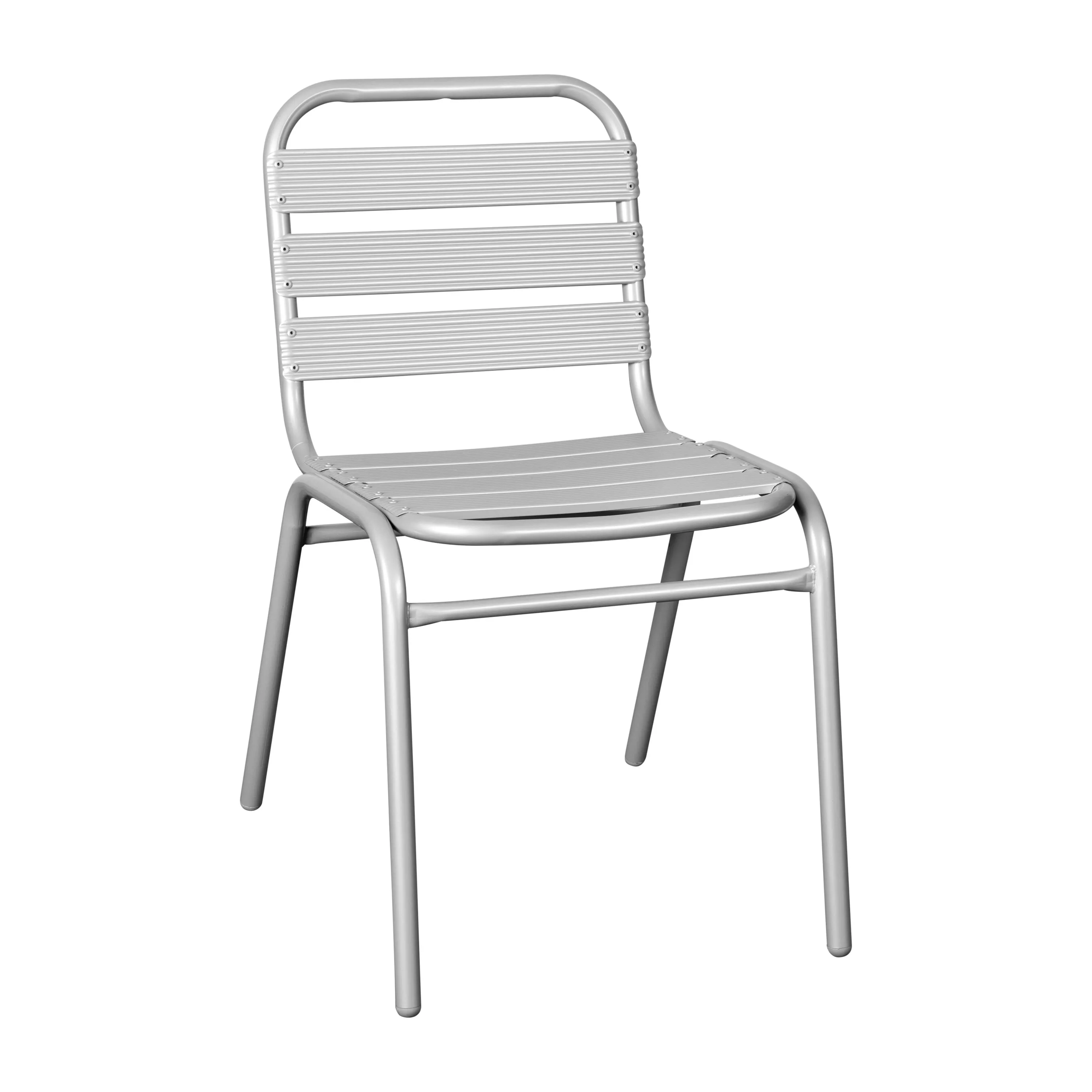 Lila Aluminum Commercial Indoor-Outdoor Armless Restaurant Stack Chair with Triple Slat Back