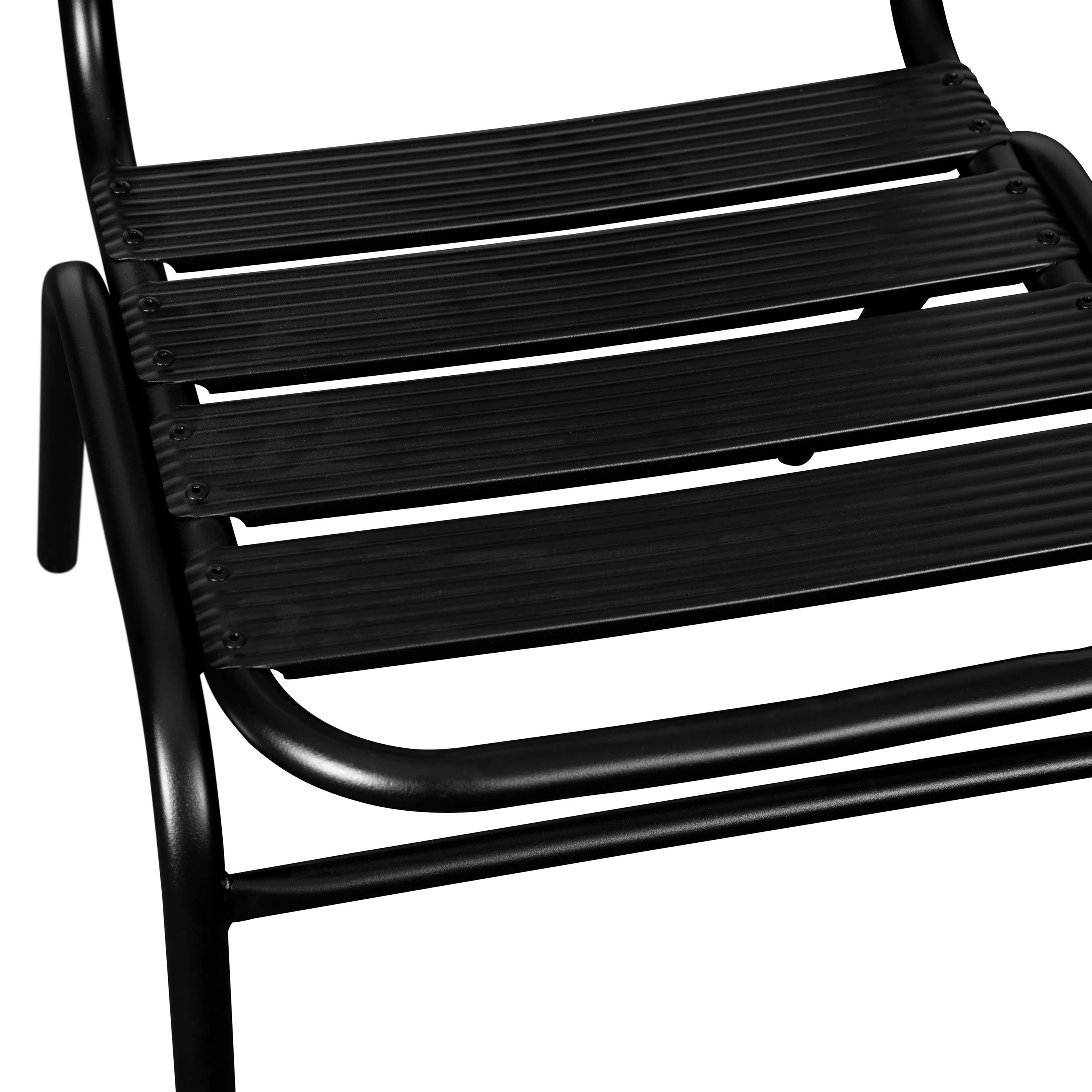 Lila Aluminum Commercial Indoor-Outdoor Armless Restaurant Stack Chair with Triple Slat Back