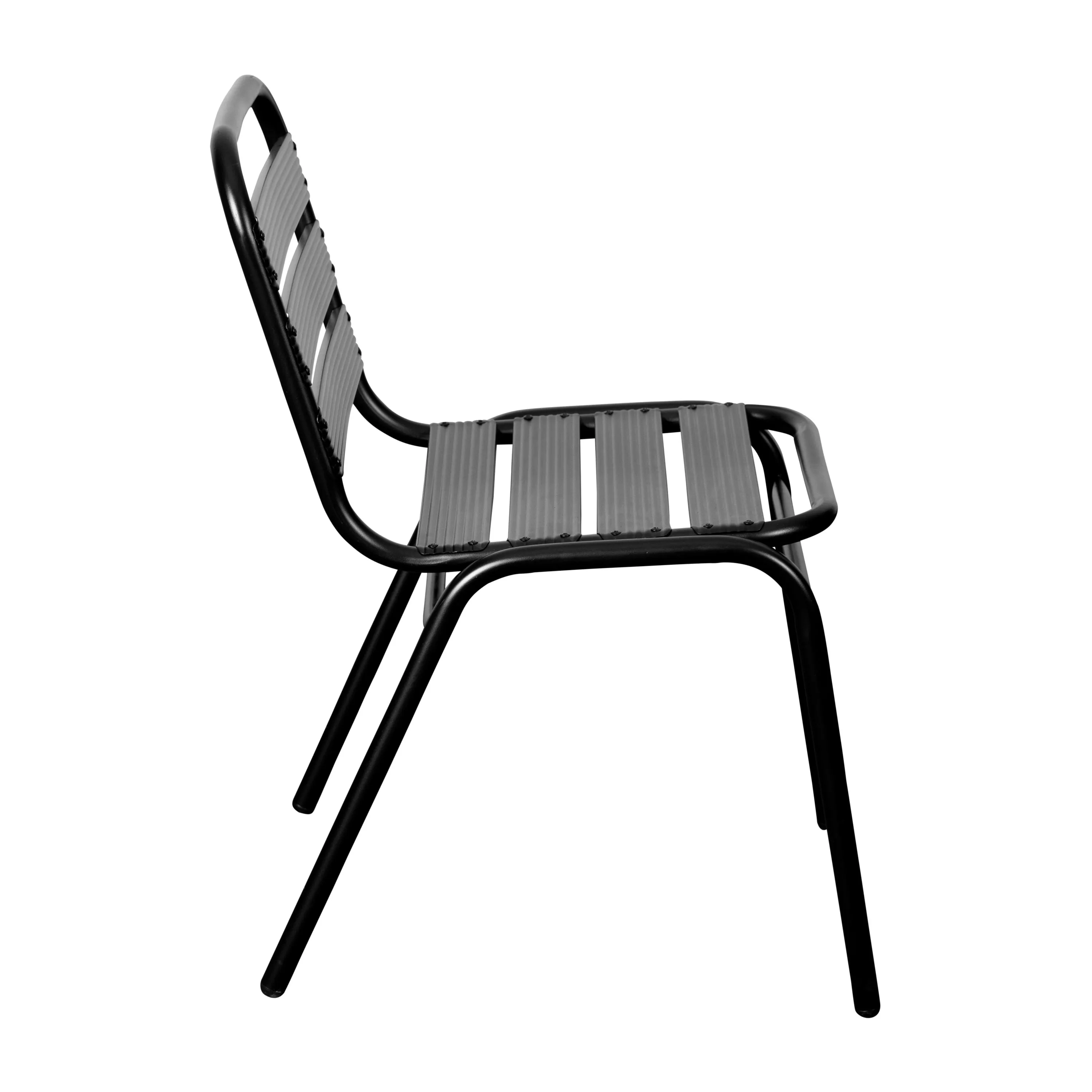 Lila Aluminum Commercial Indoor-Outdoor Armless Restaurant Stack Chair with Triple Slat Back