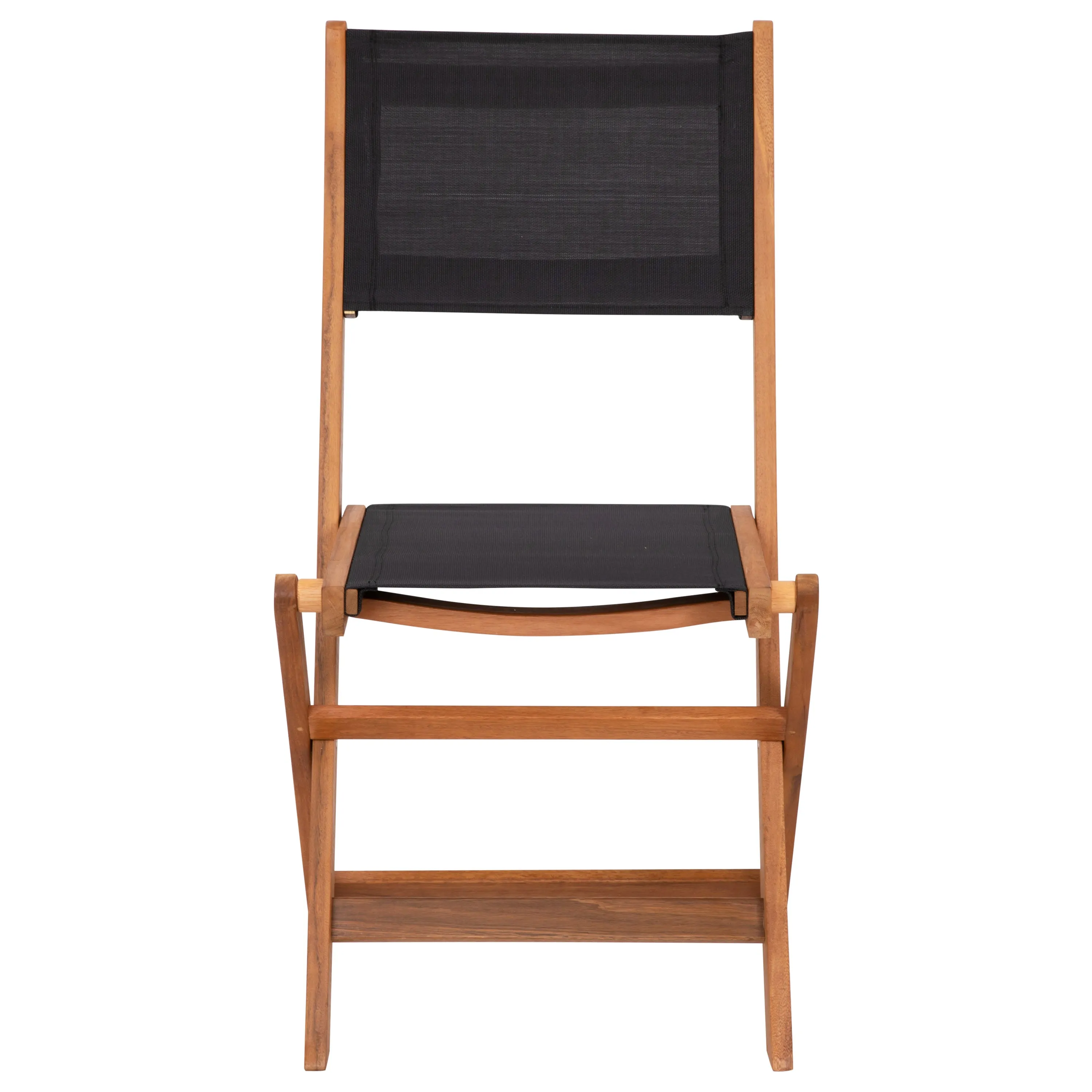 Martindale Indoor/Outdoor Folding Acacia Wood Patio Bistro Chairs with X Base Frame and Textilene Back and Seat, Set of 2