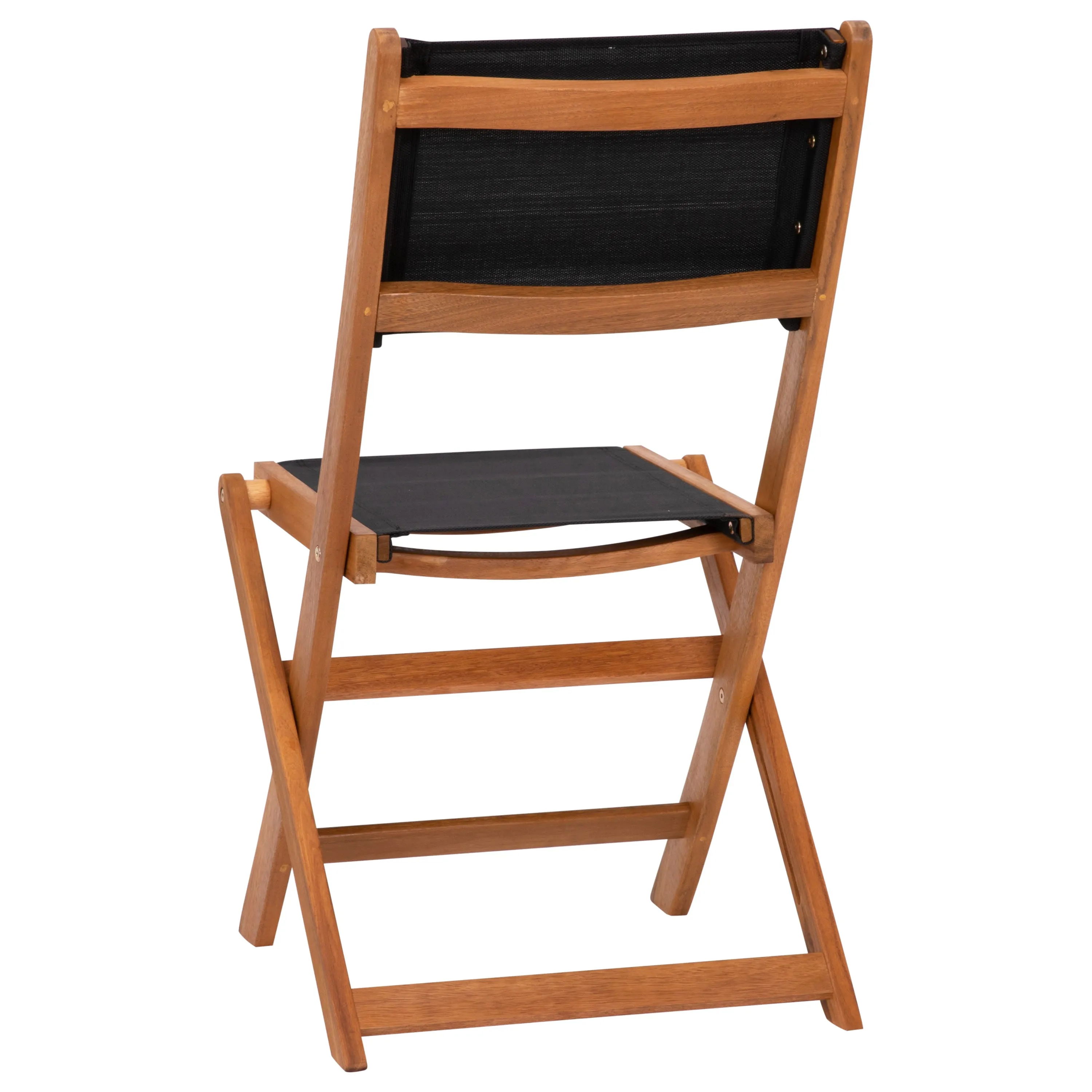 Martindale Indoor/Outdoor Folding Acacia Wood Patio Bistro Chairs with X Base Frame and Textilene Back and Seat, Set of 2