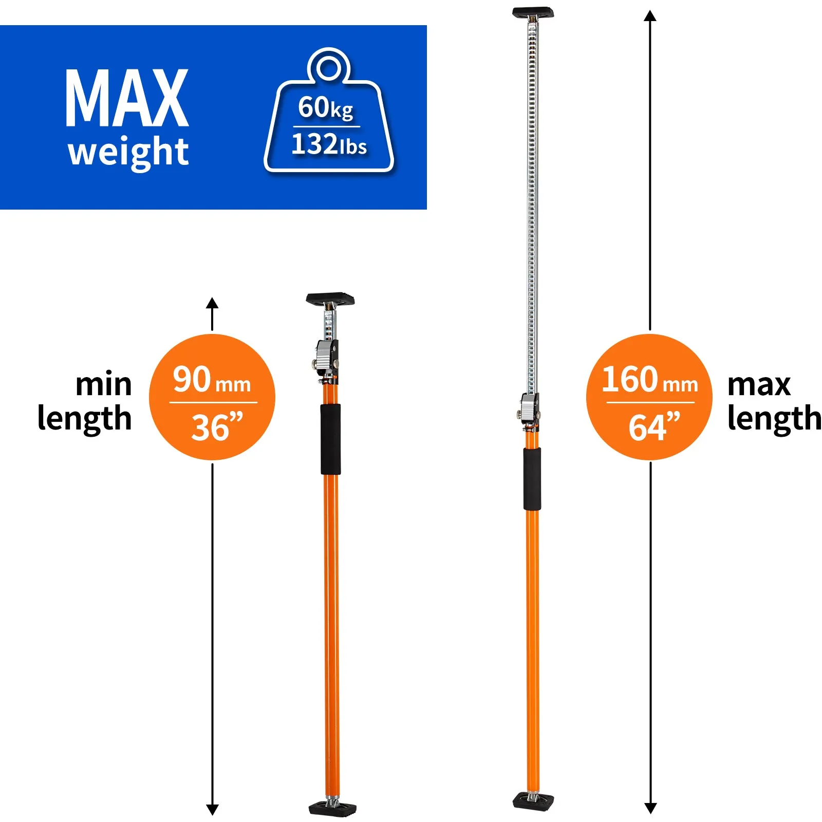 Mountlaser Cabinet Adjustable Support Pole P2-290CM/114INCH - 3rd Hand Support System