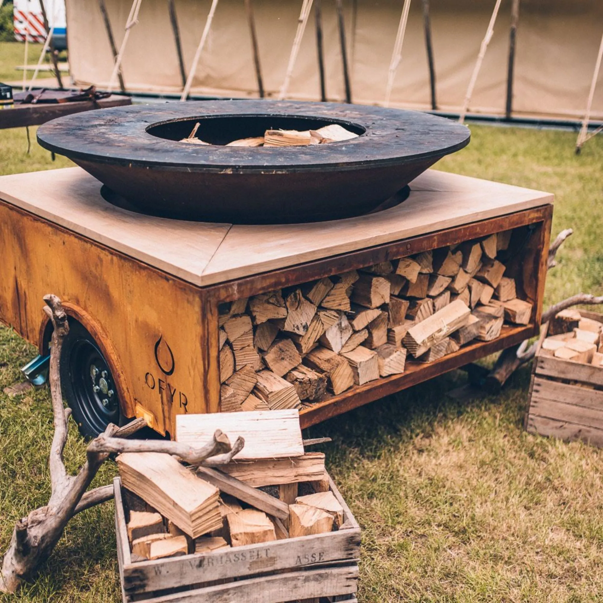 OFYR O-T-01 Corten Steel Open Fire Grill Trailer