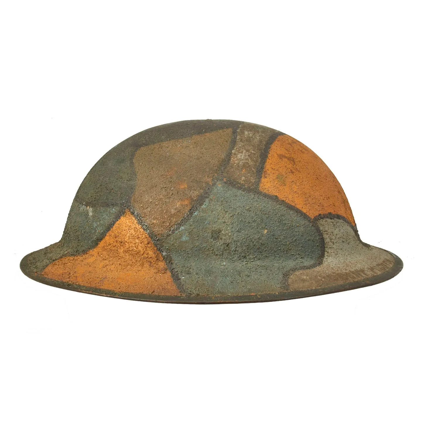 Original U.S. WWI NAMED M1917 Doughboy Helmet with Camouflage Panel Textured Paint - PFC Robert R. McGiffin