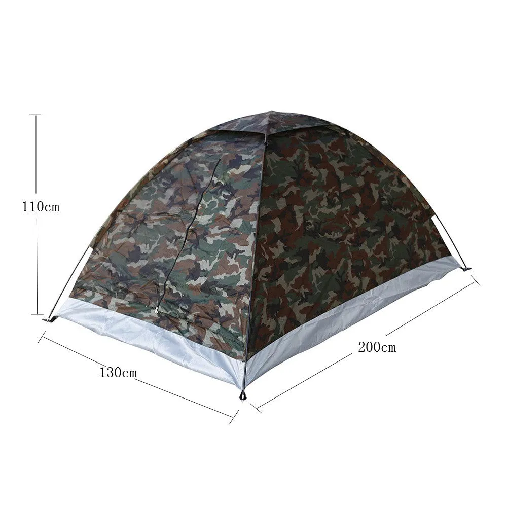 Outdoor Portable Camouflage Camping Tent for 2 Person Single Layer Polyester Fabric