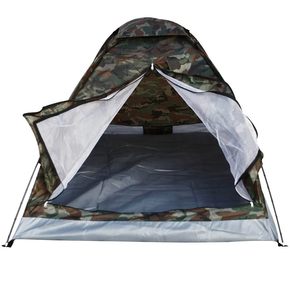 Outdoor Portable Camouflage Camping Tent for 2 Person Single Layer Polyester Fabric