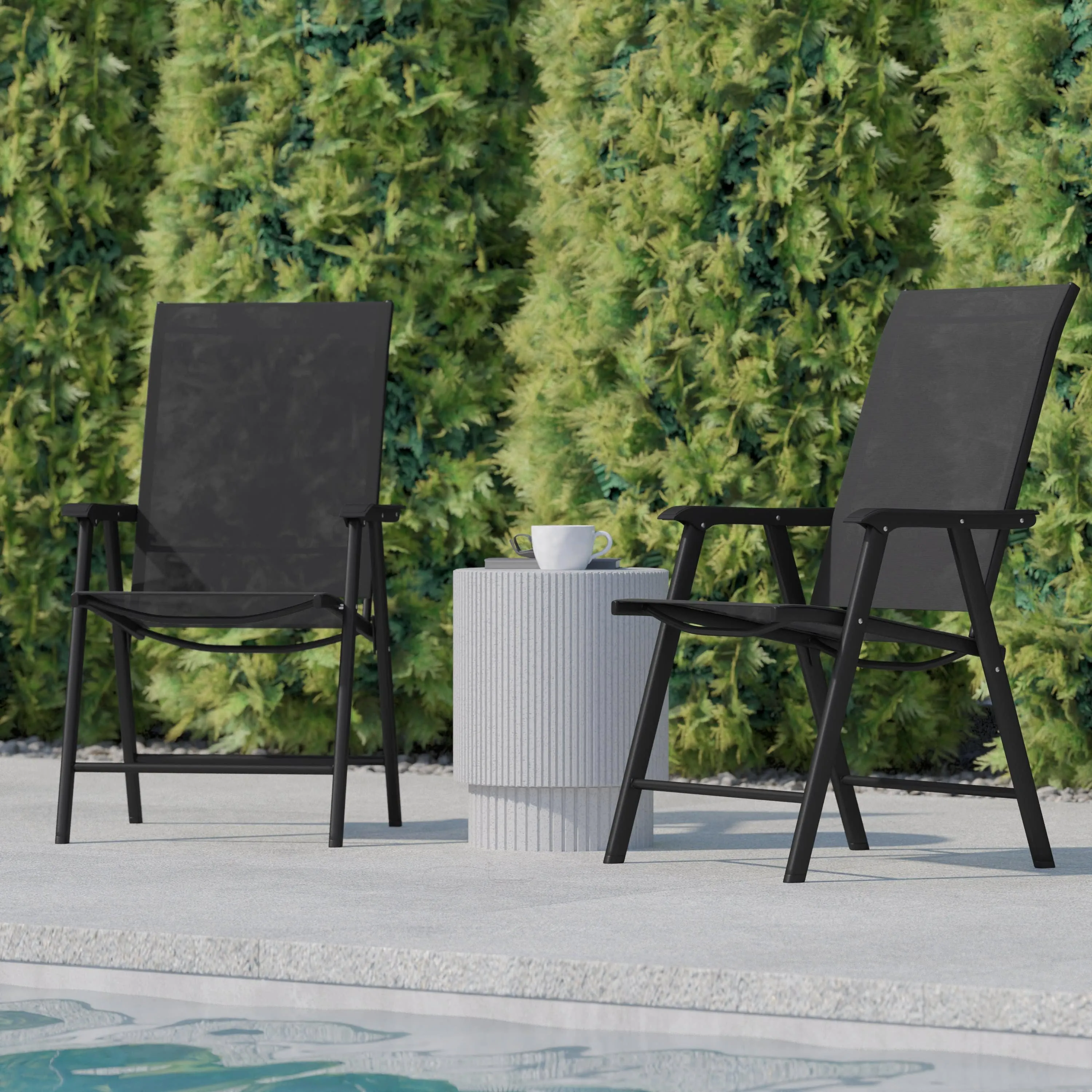 Paladin Outdoor Folding Patio Sling Chair (2 Pack)