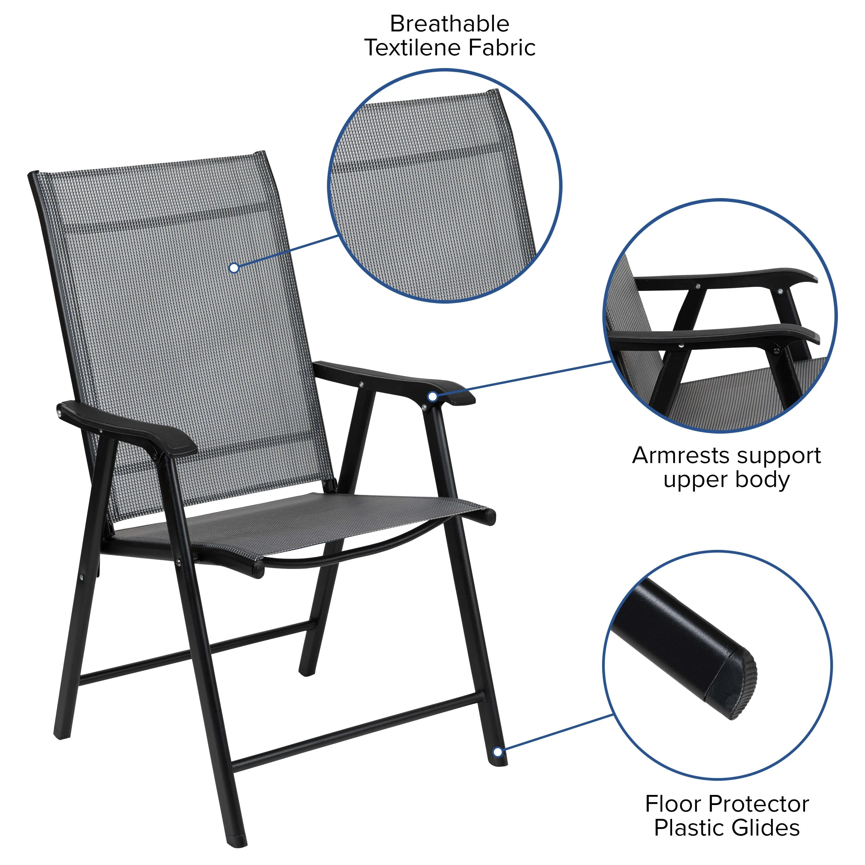 Paladin Outdoor Folding Patio Sling Chair (2 Pack)