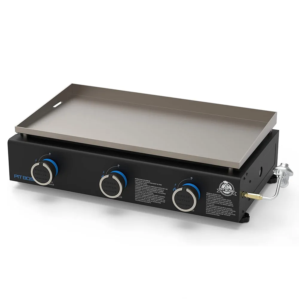 Pit Boss 3 Burner Tabletop Portable Gas Griddle Black with Fitted Cover 10961