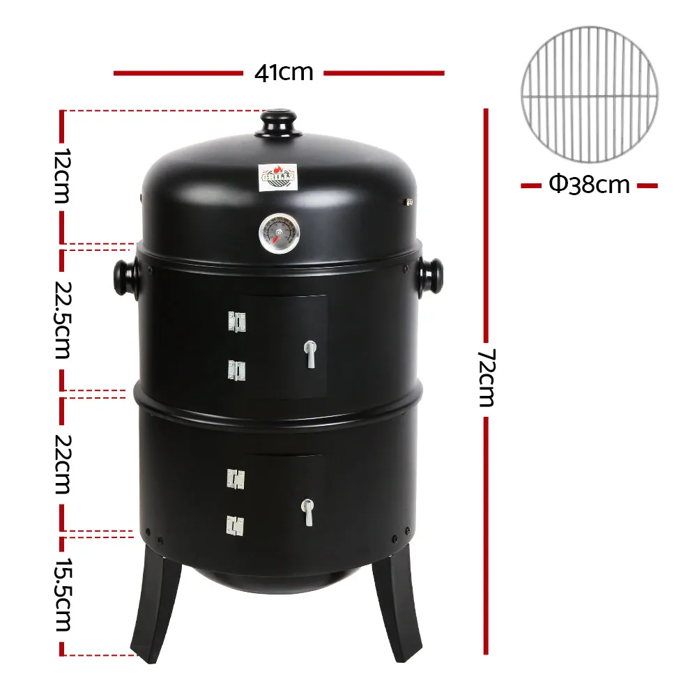 Portable 3-in-1 Charcoal Smoker Grill Steel Grillz