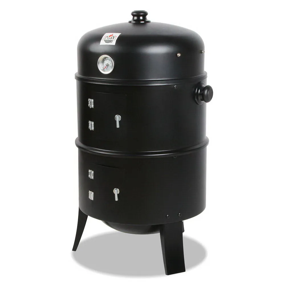 Portable 3-in-1 Charcoal Smoker Grill Steel Grillz