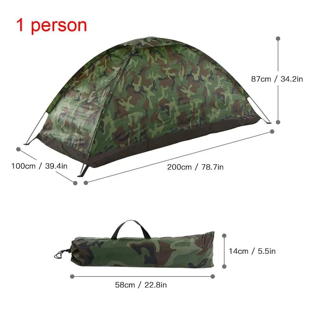 Portable Camouflage Camping Tent for 2 Person Single Layer Beach Tent Outdoor Ultralight Tents Outdoor Camping Equipment