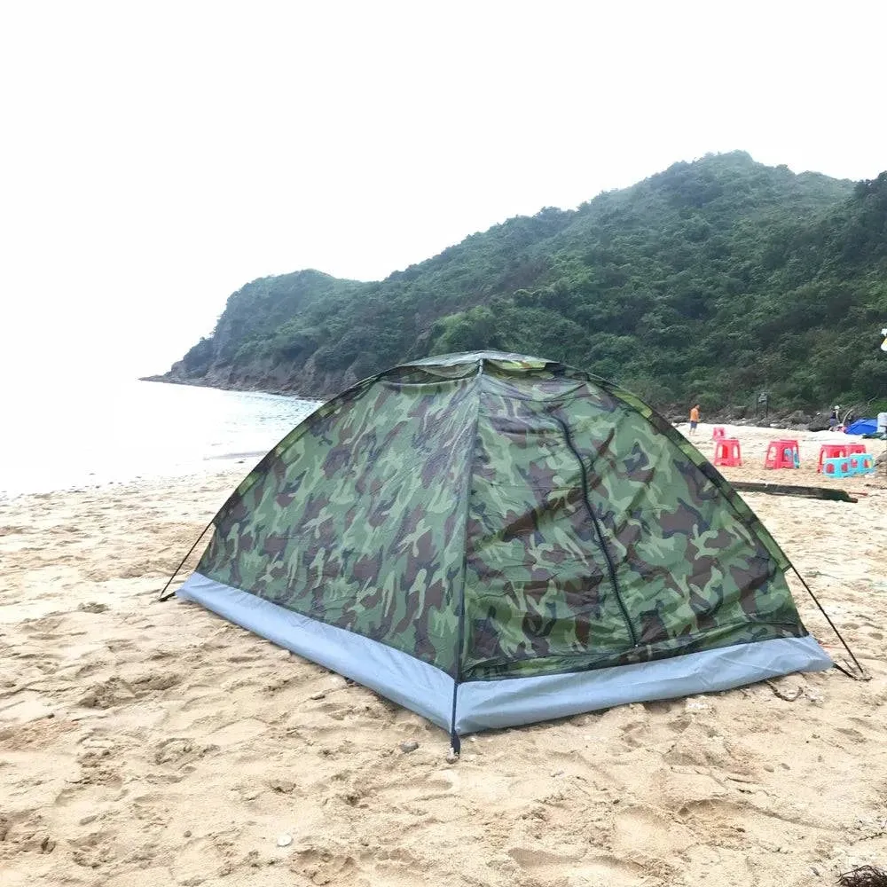 Portable Camouflage Camping Tent for 2 Person Single Layer Beach Tent Outdoor Ultralight Tents Outdoor Camping Equipment