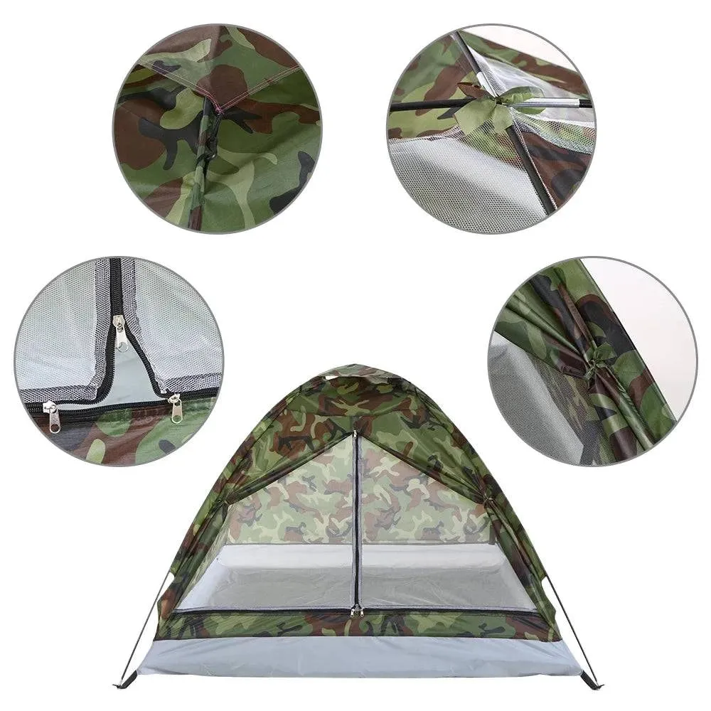 Portable Camouflage Camping Tent for 2 Person Single Layer Beach Tent Outdoor Ultralight Tents Outdoor Camping Equipment