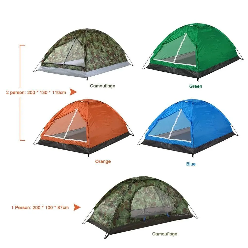 Portable Camouflage Camping Tent for 2 Person Single Layer Beach Tent Outdoor Ultralight Tents Outdoor Camping Equipment