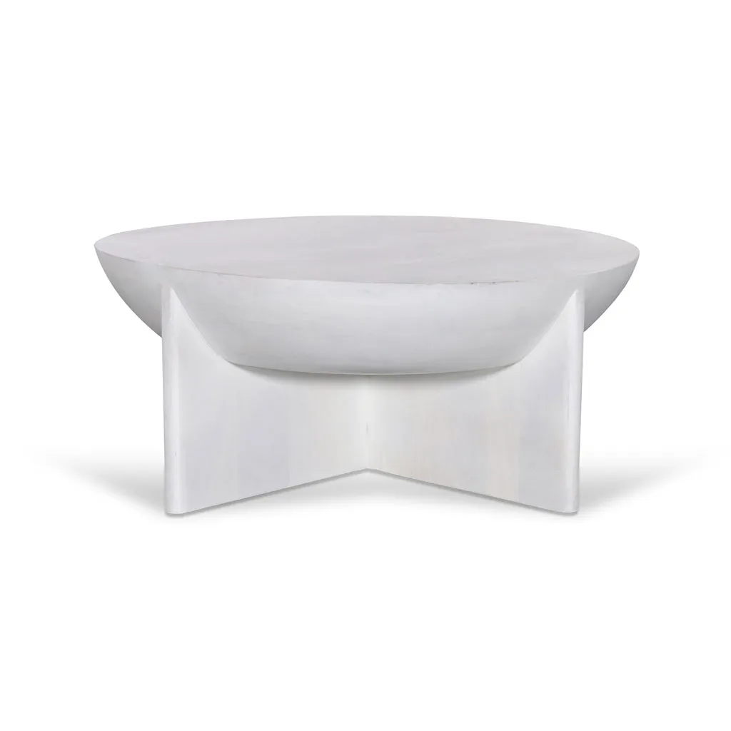 Savio 90cm Round Coffee Table - Cafe White