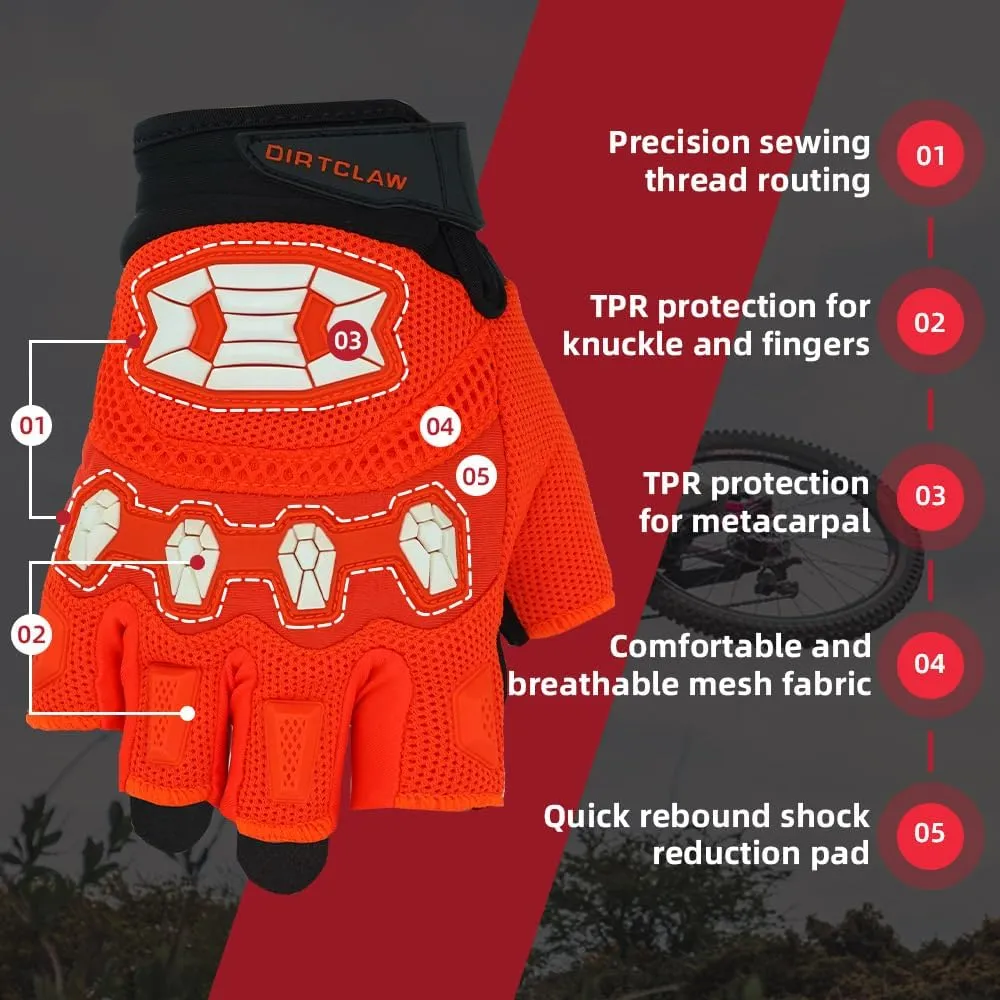 Seibertron Dirtclaw Anti-Slip Fingerless Gloves: Perfect for Off-Road, BMX, and Motocross Adventures