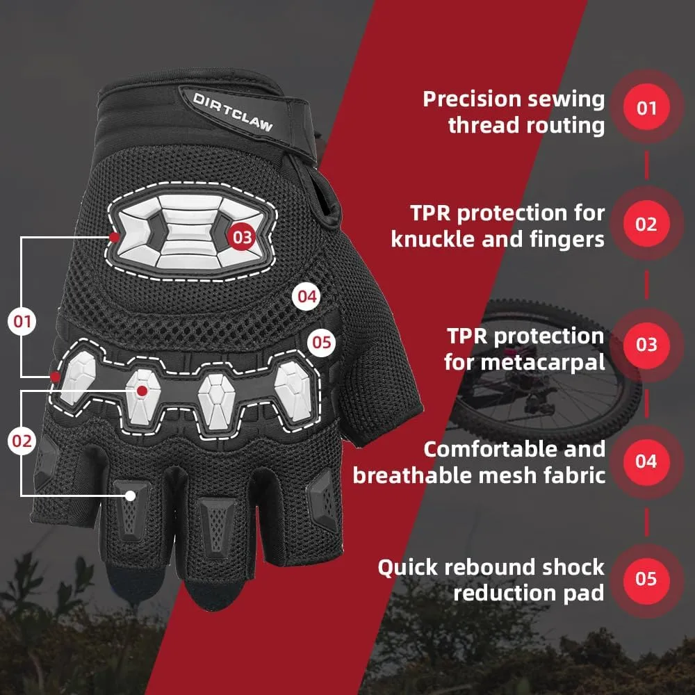 Seibertron Dirtclaw Anti-Slip Fingerless Gloves: Perfect for Off-Road, BMX, and Motocross Adventures