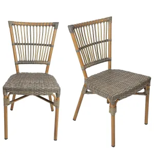 Set of 2 Patio Wicker Chairs Ultra-Light Outdoor Dining Chairs with PE Rattan and Aluminum Frame