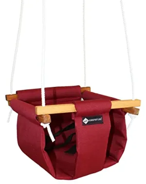 SHOPOFLUX Polyester Swing For Kids | Baby Swing Hanging Indoor Outdoor | Kids Swing | Jhula For Baby | Baby Garden Swing | Jhula For Kids | (6 Months To 3 Years) (Up To 25 Kg) (Maroon) Depth 8.5 Inch