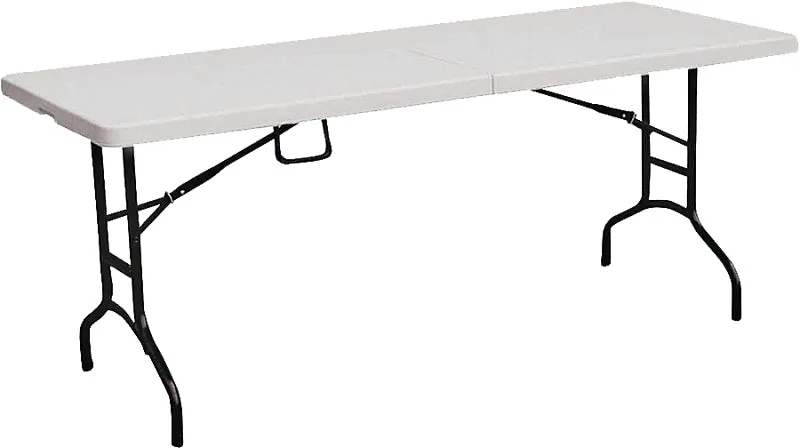 Simple Spaces TBL-072 Fold-in-Half Table, 6 ft OAW, 29-1/2 in OAD, 29 ft OAH, Steel Frame, Polypropylene Tabletop :EA: QUANTITY: 1