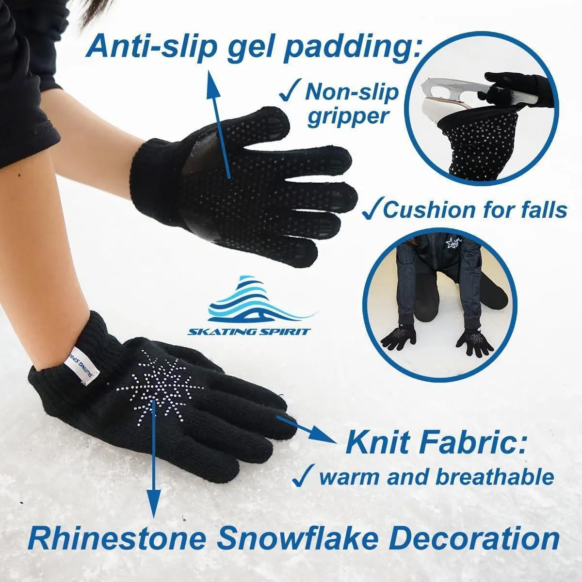 SkatingSpirit Gel Padded Ice Skating Gloves