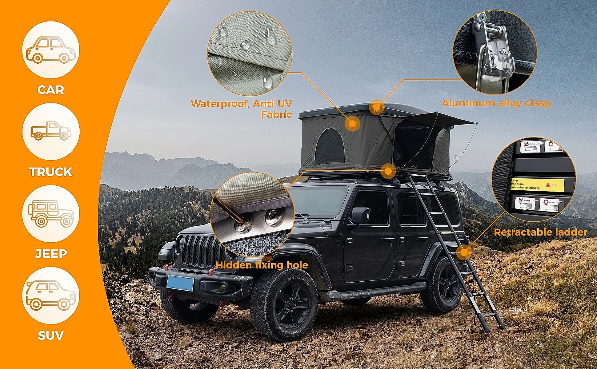 Trustmade Pop-Up Hard Shell Rooftop Tent