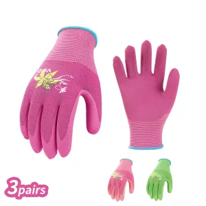 Vgo 3 Pairs Ladies' Foam Latex Coating Gardening and Work Gloves (Green & Pink & Purple, RB6013)