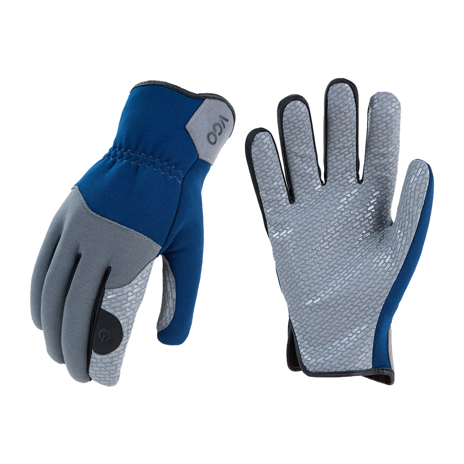 VGO General Utility Grip Gloves, Safety Work Gloves with Silicone Palm, Mechanics Gloves, Touchscreen, Machine Washable (Blue/Camo, SL7717)